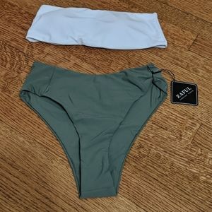 High Cut Two Tone Bandeau Set